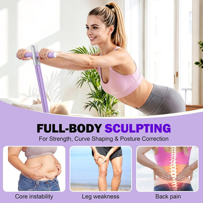 Upgraded Foot Pedal Resistance Band with Handle, 6-Tube Elastic Resistance Bands for Home Workout, Multifunction Exercise Equipment for Abdomen, Core/Abs, Waist, Arm, Leg