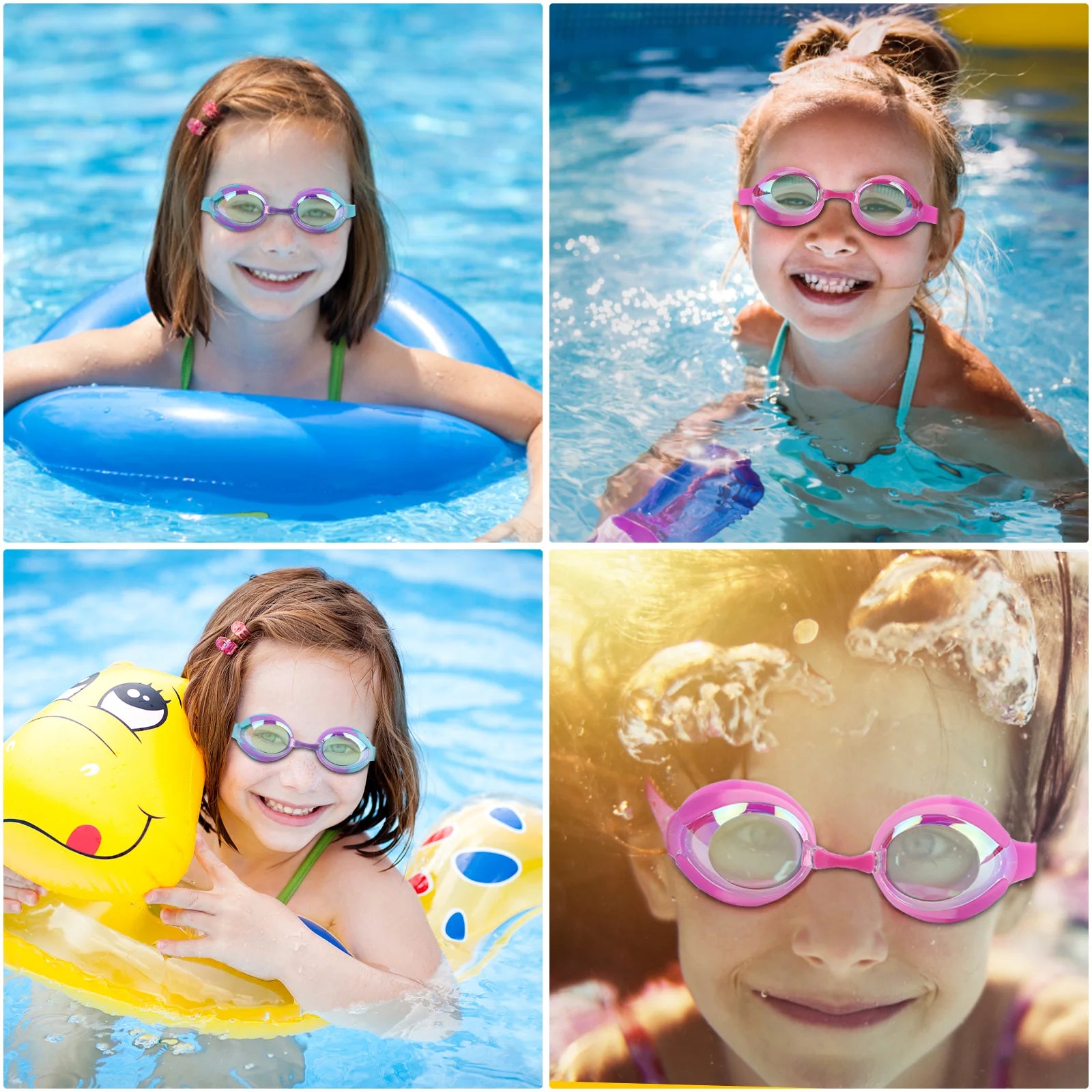 Kids Swim Goggles 3-15, Design, 2 Pack Swimming Goggles No Leaking anti Fog Kids Goggles for Boys Girls