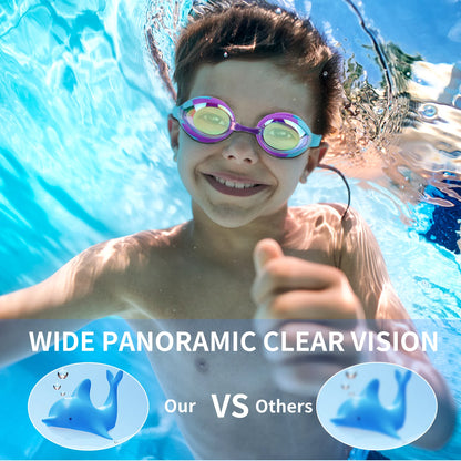 Kids Swim Goggles 3-15, Design, 2 Pack Swimming Goggles No Leaking anti Fog Kids Goggles for Boys Girls