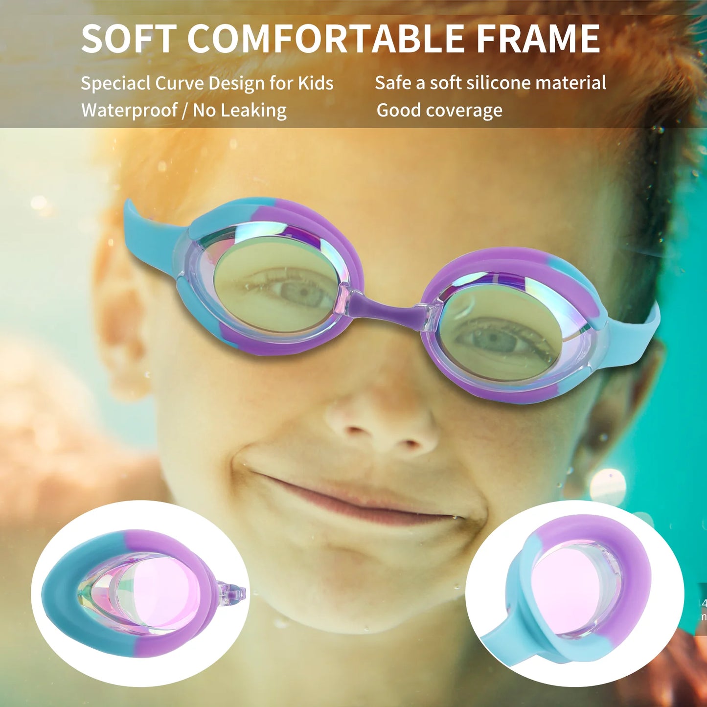 Kids Swim Goggles 3-15, Design, 2 Pack Swimming Goggles No Leaking anti Fog Kids Goggles for Boys Girls