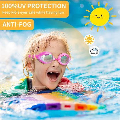 Kids Swim Goggles 3-15, Design, 2 Pack Swimming Goggles No Leaking anti Fog Kids Goggles for Boys Girls