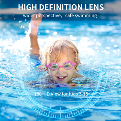 Kids Swim Goggles 3-15, Design, 2 Pack Swimming Goggles No Leaking anti Fog Kids Goggles for Boys Girls