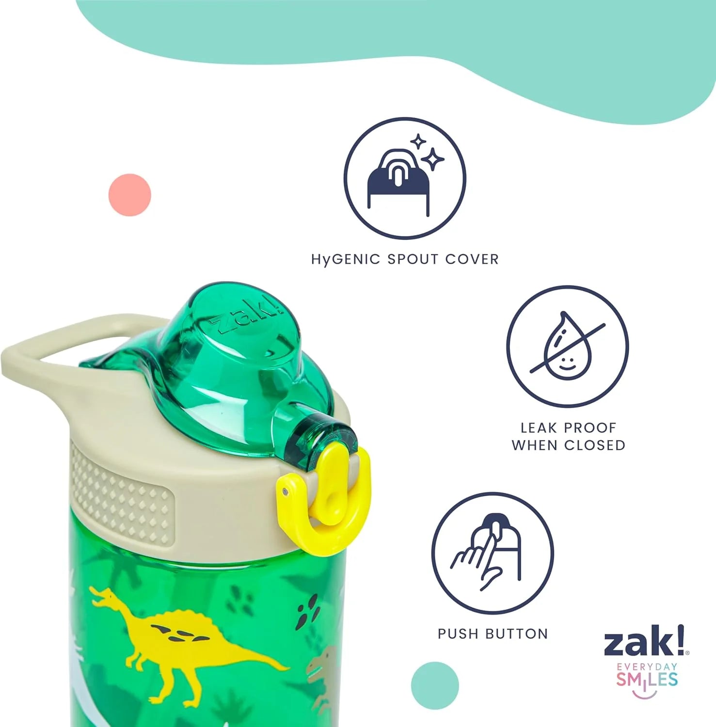 Minecraft Kids Water Bottle for School or Travel, 16Oz Durable Plastic Water Bottle with Straw, Handle, and Leak-Proof, Pop-Up Spout Cover